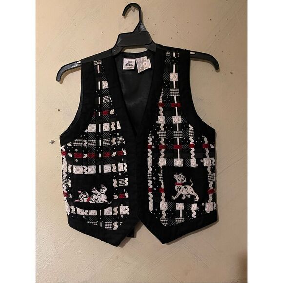 The Disney Store Women’s Vest 101 Dalmatians Black Embellished Pockets Sz Small - Picture 1 of 6